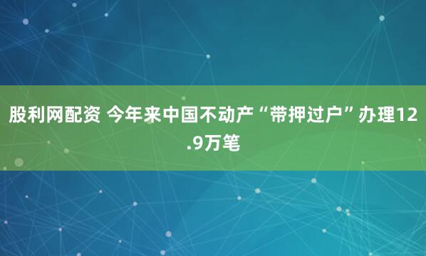 股利网配资 今年来中国不动产“带押过户”办理12.9万笔